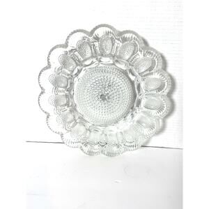 Vintage Indiana Glass Hobnail 11" Heavy Glass Deviled Egg Serving Platter Plate